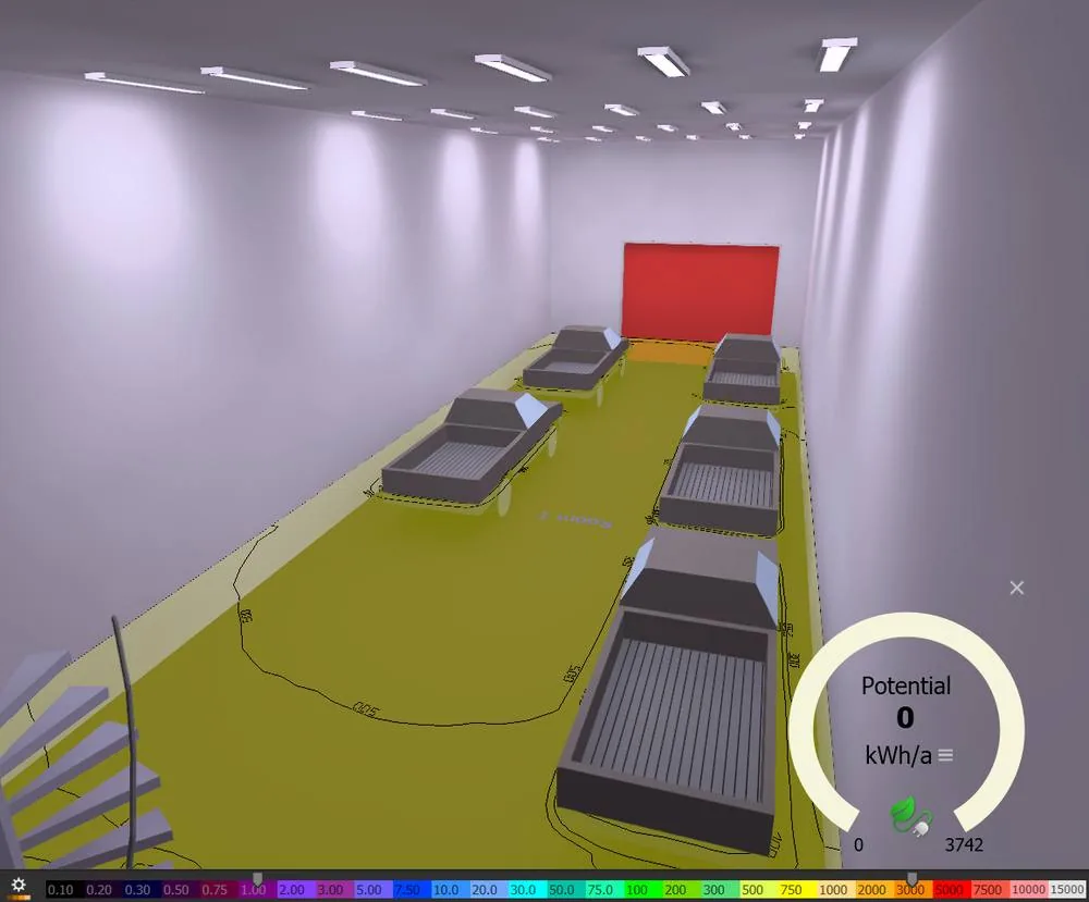 Estudo luminotécnico: área de trabalho